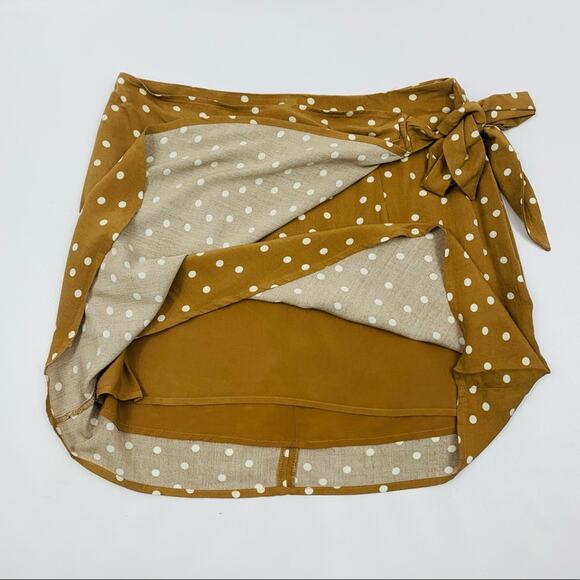 L * Space Tan Polka Dot Faux Wrap Skirt - Picture 11 of 12